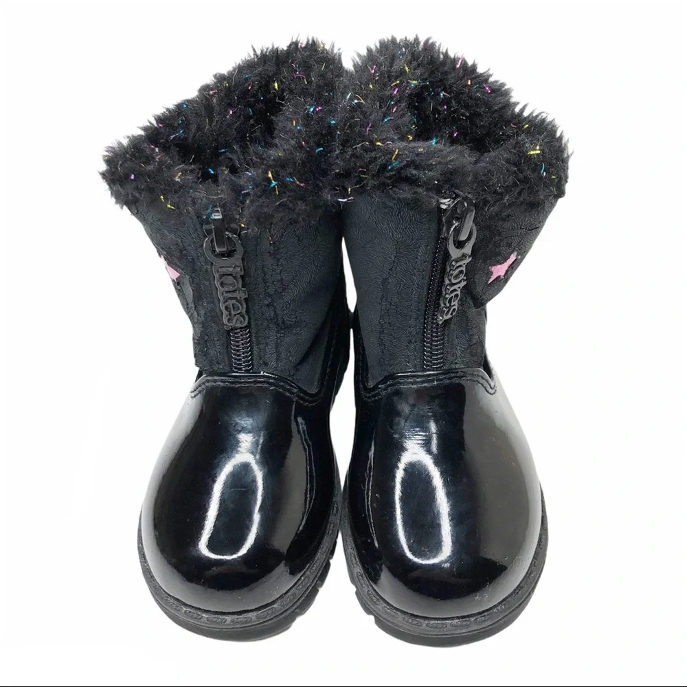 Totes Black Tinsel Faux Fur Boots